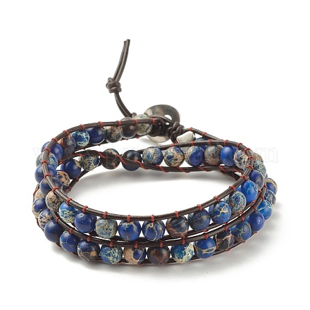 Круглые плетеные браслеты из натуральной имперской яшмы (крашеные) BJEW-JB08174-1