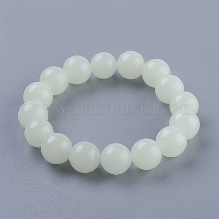 Bracelet extensible avec perles de pierre lumineuse synthétique BJEW-P203-10mm-01A-1