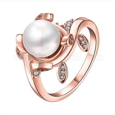 Laiton coquille ronde anneaux perle de doigt RJEW-BB05559-2-1