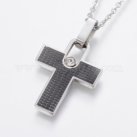 304 Stainless Steel Pendant Necklaces NJEW-K107-12A-1