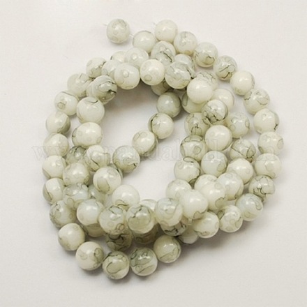 Spray Painted Glass Round Beads Strands X-DGLA-R010-8mm-10-1