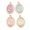 Alloy Enamel Pendants, Oval, Light Gold, Moon, 22.5x15x1.6mm, Hole: 1.4mm