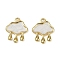 304 Stainless Steel Enamel Pendants, Ion Plating(IP), Cloud with Rain Charms, Real 18K Gold Plated, White, 18x15.5x2mm, Hole: 1.8mm