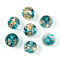 Handmade Gold & Silver Foil Glass Beads, Round, Dark Turquoise, 10~11mm, Hole: 1~1.4mm