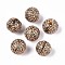 Printed Schima Wood Beads, Leopard Print, Large Hole Beads, Round, PeachPuff, 15.5~16.5mm, Hole: 3.5~4.5mm