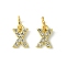 Rack Plating Alloy Rhinestone Pendants, Cadmium Free & Lead Free, Letter X, 11x7x2mm, Hole: 5mm
