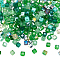 2Bags Imitation Artificial Crystal Glass Beads, Faceted Cube, Mixed Styles, Green, 4x4x4mm, Hole: 1.2mm