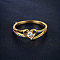 Heart Brass Micro Pave Clear Cubic Zirconia Finger Rings, Golden, US Size 9(18.9mm)
