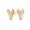 304 Stainless Steel Charms, Letter, Ion Plating(IP), Real 18K Gold Plated , Letter Y, 7.5x4.5x3.5mm, Hole: 1.8mm