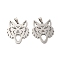 Non-Tarnish 201 Stainless Steel Pendants, Wolf Head Charm, Stainless Steel Color, 31x27x1.5mm, Hole: 6.5x3mm