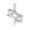 Alloy Pendants, Star Charms, Platinum, 31.5x22x3.5mm, Hole: 1.4mm