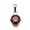 304 Stainless Steel Pave Cubic Zirconia Pendants, Flat Round Charms, Red, 12x9x5.5mm, Hole: 3x6mm