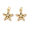 Ion Plating(IP) 304 Stainless Steel Rhinestone Pendants, Real 18K Gold Plated, Star, 13x11x3mm, Hole: 2.8mm