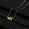 Alloy Letter Heart Pendant Necklaces for Women, Golden, Letter W, 15.75 inch(40cm)