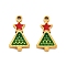 Ion Plating(IP) 304 Stainless Steel Pendants, Christmas Theme Enamel Charms, Golden, Christmas Tree, 13.5x7.5x1mm, Hole: 1.2mm