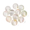 Frosted Baking Painted Glass Beads, with Golden Glitter Powder, Round, Floral White, 8~8.5mm, Hole: 1.4~1.6mm