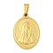 Ion Plating(IP) 304 Stainless Steel Pendants, Religious Theme Charm, Oval with Virgin Mary, Golden, 24x16x2~2.5mm, Hole: 5x3mm