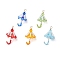 5Pcs Glass Seed Pendants, with Brass & 304 Stainless Steel Findings, Umbrella, Mixed Color, 33x18.5mm, Hole: 2mm