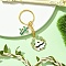 Alloy Enamel Keychain, with Iron Rings, Panda Bamboo, Golden, 78mm