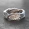 Brass Finger Rings, Wing, Silver, US Size 6(16.5mm)