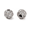 Round Brass Micro Pave Cubic Zirconia Beads, Clear, Platinum, 4mm, Hole: 1mm
