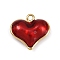 Brass Enamel Pendants, Heart Charms, Rack Plating, Cadmium Free & Lead Free, Long-Lasting Plated, Real 18K Gold Plated, Red, 18.5x20x6.5mm, Hole: 2mm