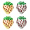 4Pcs 2 Colors Brass Enamel Pendants, Strawberry Charm, Mixed Color, 24x19.5x6.5mm, Hole: 1.6mm, 2pcs/color
