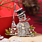 Christmas Theme Alloy Rhinestone Brooch Pin, Snowman
