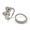 Bowknot Brass Micro Pave Clear Cubic Zirconia Double Rings, for Women, Platinum, Inner Diameter: 19.2mm, Bowknot: 14.5x17mm, 2pcs/set
