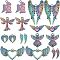SUPERFINDINGS 18pcs 9 Style Rainbow Color Alloy Pendants Alloy Multi-color Angel Wing Charms Pendants for DIY Jewelry Craft Making Decorations