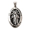 304 Stainless Steel Pendants, Oval with Saint Jude Charm, Stainless Steel Color, 44.5x27.5x4.5mm, Hole: 8.5x4.5mm