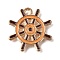 Alloy with Enamel Pendants, Nautical Charms, Light Gold, Sandy Brown, Anchor & Helm, 18x18x1.5mm, Hole: 1.6mm