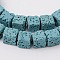 Dyed & Natural Lava Rock Beads Strands, Cube, Light Blue, 8~9x8~9x8~9mm, Hole: 1mm, about 43pcs/strand, 15.74 inch