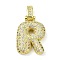 Brass Micro Pave Clear Cubic Zirconia Pendants, Real 18K Gold Plated, Letter R, 30mm, Hole: 4.8x3.5mm, Pendant: 23.5x16.5x5mm