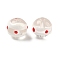 Transparent Glass Enamel Beads, Hand Drawn Beads, Round with Stripe & Dot, Old Lace, 12.5mm, Hole: 1.8mm