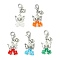 Angel Glass & Alloy Wing Pendant Decorations, with Zinc Alloy Lobster Claw Clasps, Antique Silver, Mixed Color, 42~45mm