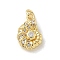 Brass Micro Pave Clear Cubic Zirconia Pendants, with Jump Ring, Sea Animals Charms, Shell Shape, 14x9x3.5mm, Hole: 3mm