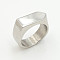 304 Stainless Steel Finger Rings, Rectangle, Stainless Steel Color, US Size 10(19.8mm)