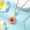 Glass Seed Beads & Polymer Clay & Evil Eye Lampwork Pendant Necklaces, 304 Stainless Steel Cable Chain Necklaces for Women, Golden, Light Salmon, 17.64 inch(44.8cm)