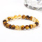 Natural Tiger Eye & Citrine Round Beads Stretch Bracelets, Inner Diameter: 2-1/8 inch(5.5cm)