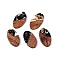 Transparent Resin and Walnut Wood Pendants, Oval Charms with Gold Foil, Black, 22x12.5x3.5mm, Hole: 2mm