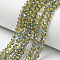 Electroplate Glass Beads Strands, Half Plated, Blue Plated, Faceted, Rondelle, Yellow Green, 3.5x3mm, Hole: 0.4mm, about 123~127pcs/strand, 13.7~14.1 inch(35~36cm)