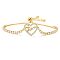 Mother's Day Brass Micro Pave Clear Cubic Zirconia Slider Bracelets, Link Bracelets for Women, Heart with Word Mama & Butterfly, Golden, 5-7/8~11-3/4 inch(15~30cm)