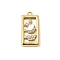 304 Stainless Steel Rhinestone Pendants, Rectangle Charms, with Shell, Real 18K Gold Plated, Moon, 22x11x3mm, Hole: 1.5mm