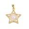 Epoxy Resin Pendants, with Brass Findings and ABS Imitation Pearl Beads, Real 18K Gold Plated, Star, 23.5x22.5x6mm, Hole: 4.5x3.5mm