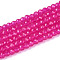 Imitation Jade Glass Beads Strands, Round, Faceted, Deep Pink, 3x2.5~3mm, Hole: 0.7~0.8mm, about 133~137pcs/strand, 13.78~14.37''(35cm)