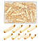 90Pcs 9 Styles Iron Pin Backs, Brooch Base Settings, Golden, 15.5~45.5mm, 10pcs/style