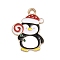 Christmas Alloy Enamel Pendants, Light Gold, Penguin, 23x16.5x1mm, Hole: 2mm
