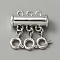 3-Strand 6-Hole Alloy Magnetic Slide Lock Clasps, with Spring Ring Clasps, Necklace Layering Clasps, Platinum, 20x19x6.5mm, Hole: 1.5mm