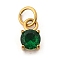304 Stainless Steel Micro Pave Cubic Zirconia Pendants, Round, with Jump Ring, Real 18K Gold Plated, Dark Green, 6.5x4x3mm, Hole: 2.5mm